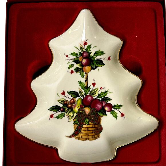 Lenox Holiday Tartan Tree Candy Dish Excellent Condition in Box - Picture 1 of 5